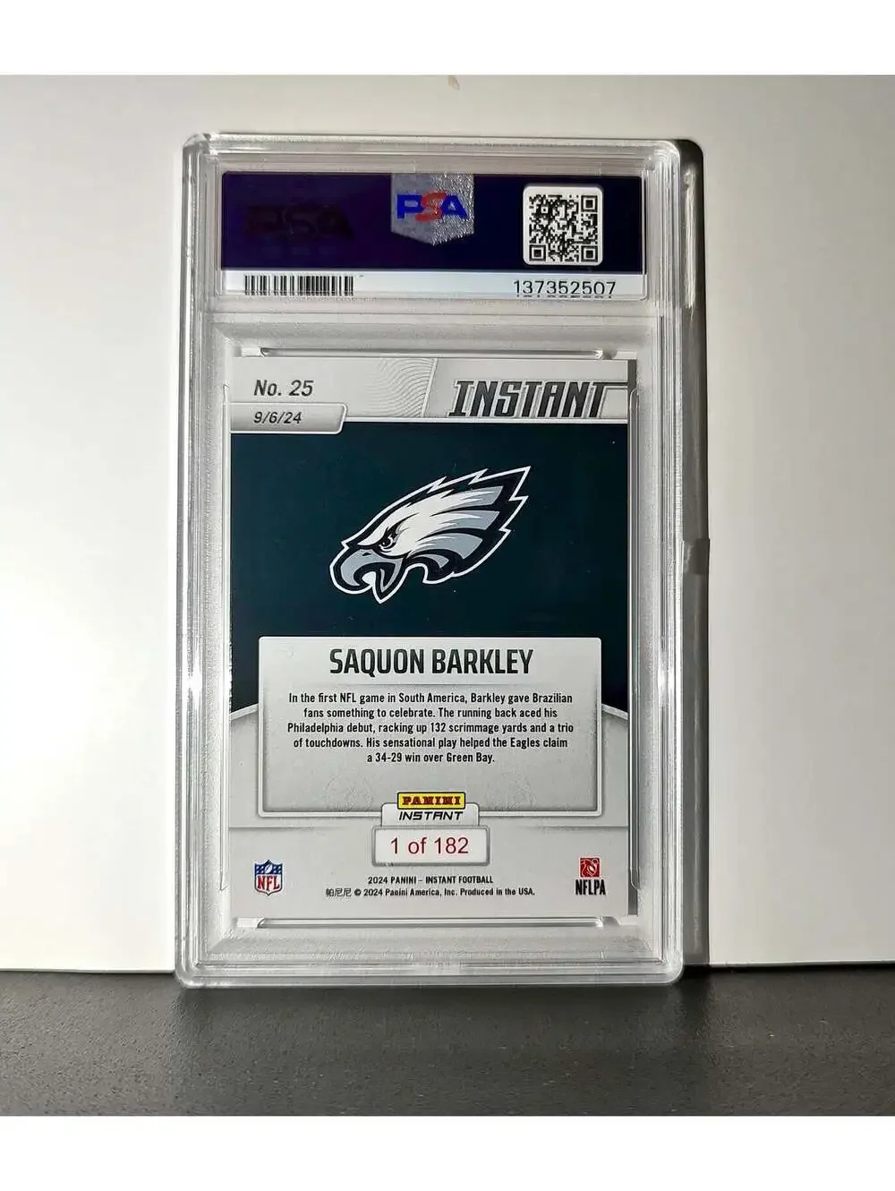 Saquon Barkley Rookie 2024 Panini Instant NFL #25 PSA 10 Gem Mint